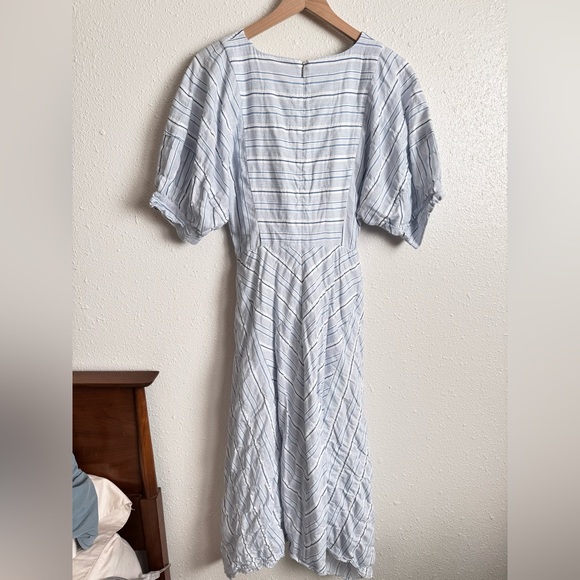 Rebecca Taylor Linen Cotton Midi Striped Dress Size 6 - Picture 7 of 7